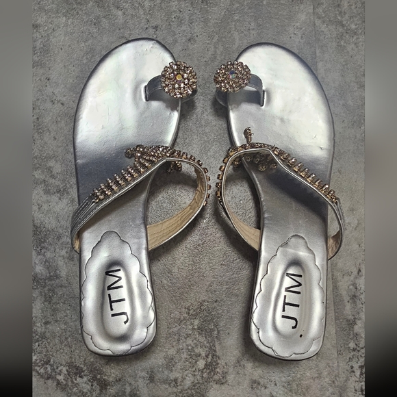 Silver Rhinestone Sandals - Picture 5 of 9